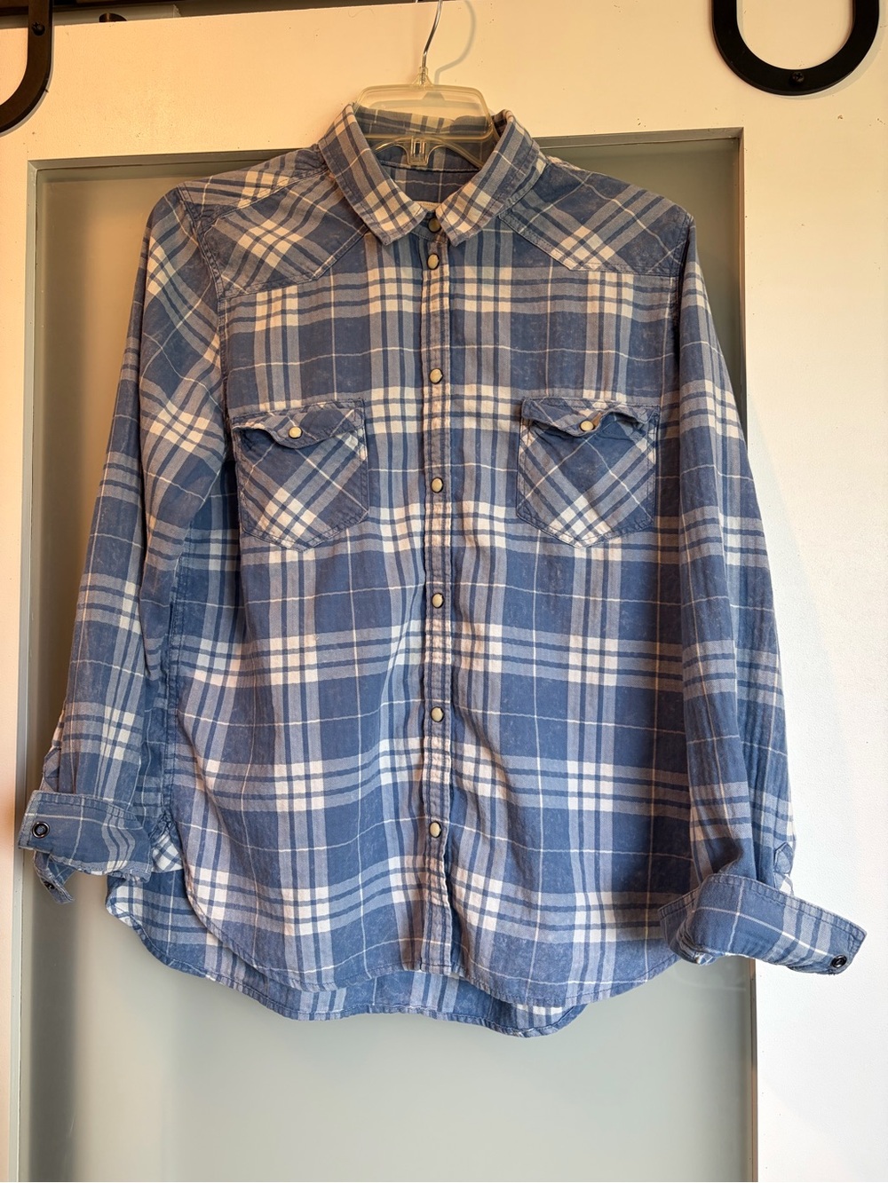 Blue Plaid Button-Up